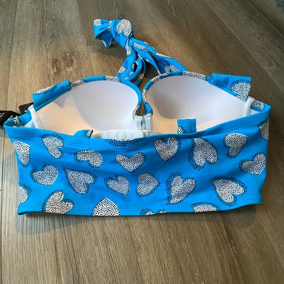Torrid Halter Bikini Top Sz 0 Blue White Black NWT - Picture 4 of 8